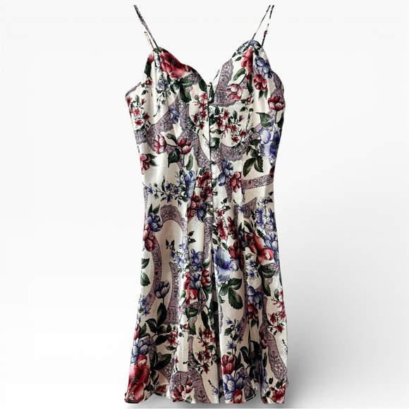 VTG Victoria’s Secret Gold Label Floral Satin Slip Dress 90s Y2K Cottagecore M